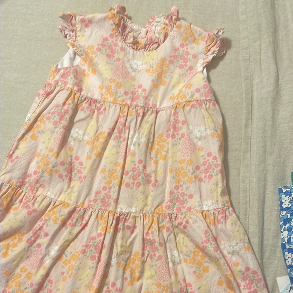 Little English Pink and Orange Ruffled Tiered Sundress